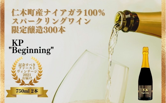 【北海道産ワイン】 限定スパークリングワイン KP”Beginning" 750ml×2本 仁木町産ナイアガラ100%使用 ワイン 白 辛口 スパークリング