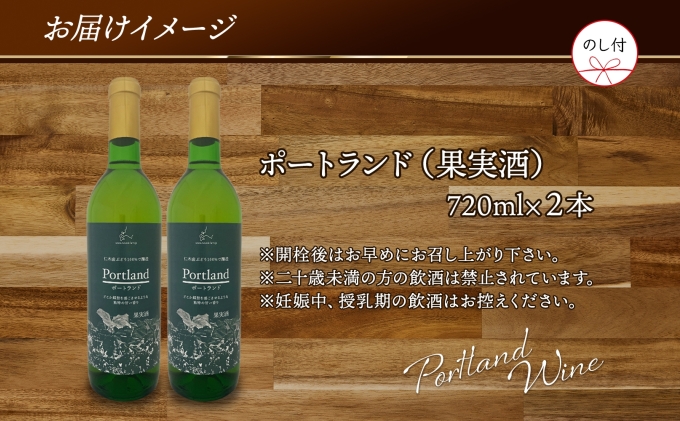 無地熨斗 ポートランド ブドウ ワイン 720ml 2本 セット  熨斗付き 葡萄 ぶどう 果実酒 お酒 アルコール 白ワイン 辛口 お取り寄せ ギフト gift ボトル 紙箱 御中元 お中元 熨斗 のし 自然農園