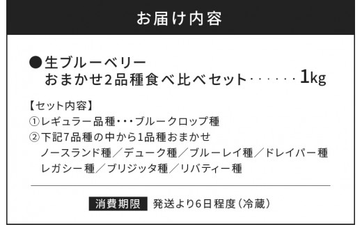 【先行予約：2025年7月25日以降発送】青果ブルーベリーおまかせ２品種食べ比べセット1Kg（500g×2パック）＜アイケイファーム余市＞_Y111-0004