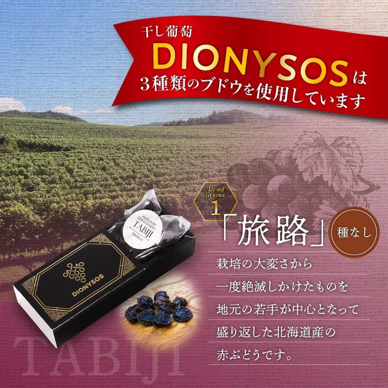 余市産完全無添加干し葡萄DIONYSOS3種セット×２