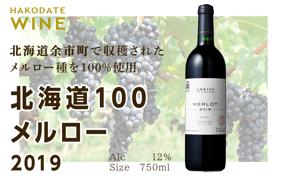北海道100 PREMIUM メルロー 2019 750ml 赤ワイン_Y020-0407
