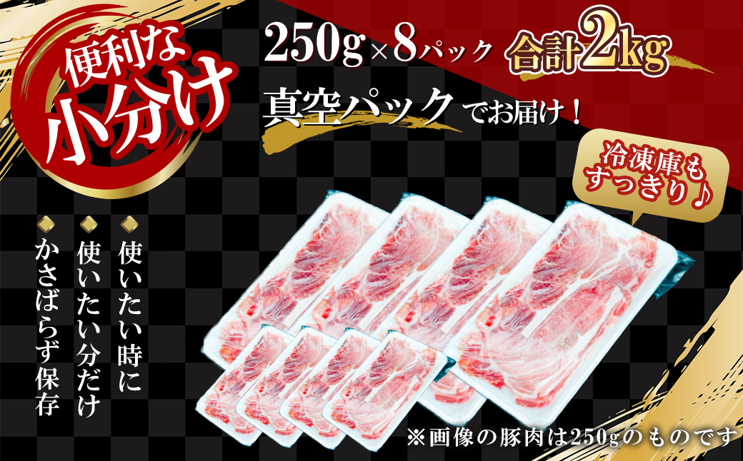 【農場直送】真空パック　北海道産　北島ワインポーク　しゃぶしゃぶ用ウデ　2kg【小分け】_Y067-0015