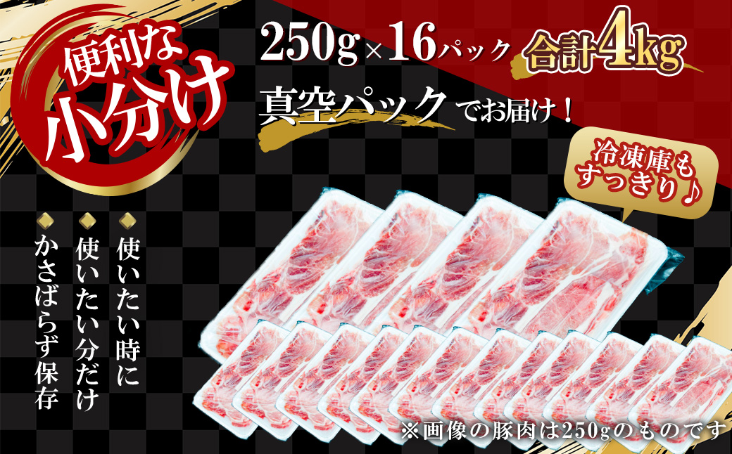 【農場直送】真空パック　北海道産　北島ワインポーク　しゃぶしゃぶ用ウデ　4kg【小分け】_Y067-0014