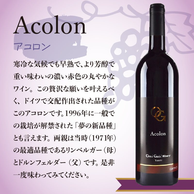 【OcciGabi Winery】アコロン 【余市のワイン】 ワイン 赤ワイン アコロンワイン 人気ワイン 余市のワイン 北海道のワイン 日本のワイン 国産ワイン お酒 _Y012-0102