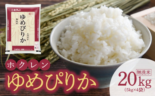 【令和6年産先行受付 2024年10月以降発送】（無洗米20Kg）ホクレンゆめぴりか_Y010-0204