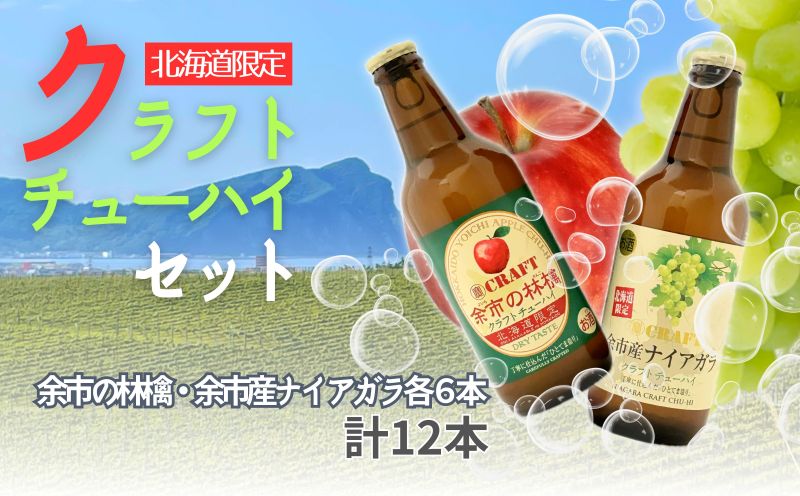 【北海道限定】クラフトチューハイ「余市の林檎」&「余市産ナイアガラ」12本セット_Y034-0097