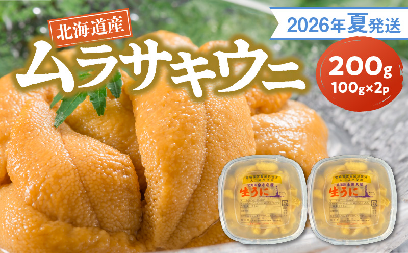 【2026年夏発送】塩水ウニ【ムラサキウニ】 100g×2パック 計200g 北海道余市町産塩水ウニ発祥の地 高級ウニ 高級雲丹 ムラサキウニ 白うに 目利き 北海道産ウニ 余市産ウニ 雲丹 うに 塩水うに_Y037-0344