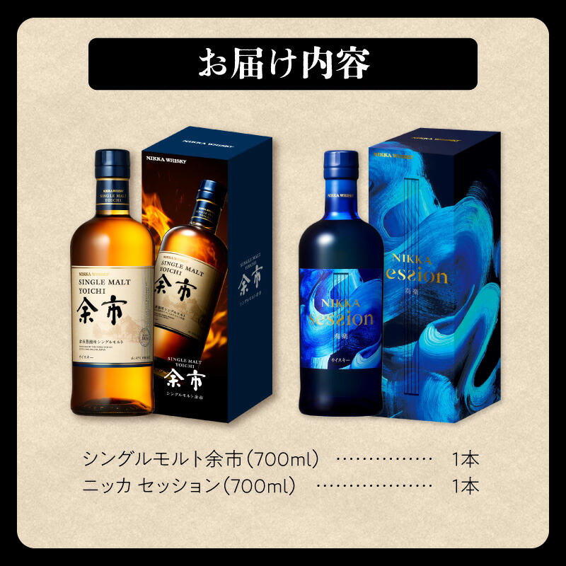 ニッカウヰスキーの聖地　「シングルモルト余市」1本「セッション」1本＜セット＞_Y090-0054