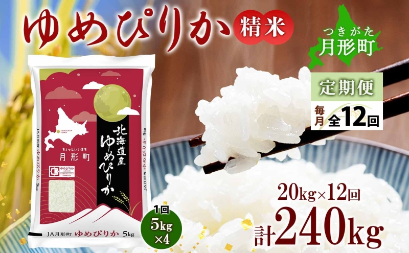 【令和7年産先行予約】北海道 定期便 12ヵ月連続12回 令和7年産 ゆめぴりか 5kg×4袋 特A 精米 米 白米 ご飯 お米 ごはん 国産 ブランド米 肉料理 ギフト 常温 お取り寄せ 産地直送 送料無料 