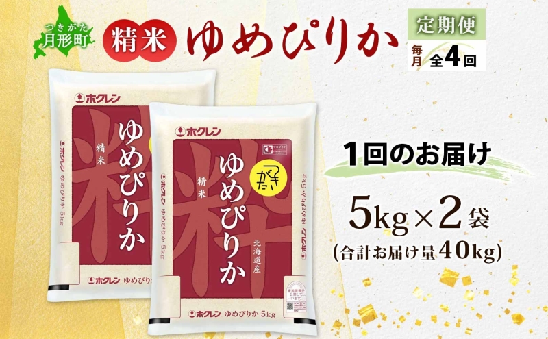 北海道 定期便 4ヵ月連続4回 令和6年産 ゆめぴりか 5kg×2袋 特A 精米 米 白米 ご飯 お米 ごはん 国産 ブランド米 肉料理 ギフト 常温 お取り寄せ 産地直送 送料無料 