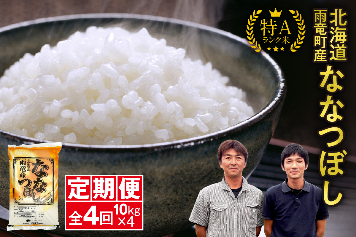 定期便 北海道産 ななつぼし 精米 定期便 10kg 4回 特A 雨竜町 お米 米 厳選 人気 令和7年産 新米