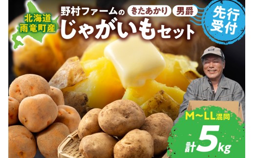【先行予約】2026年9月下旬発送 北海道産 じゃがいも食べ比べセット 「きたあかり・男爵」 5kg  ジャガイモ 芋 いも 秋野菜 季節の野菜 直送農場 北海道雨竜町産 サイズ混同 野菜 U012-0005