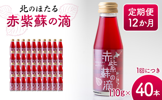 赤紫蘇の滴110g×40本 定期便 12か月 赤紫蘇 紫蘇ジュース しそ しそドリンク 北海道産 健康ドリンク しそジュース 赤しそ クエン酸 健康 美容 健康飲料 無添加風味 北のほたる 沼田町 北海道 n-0215