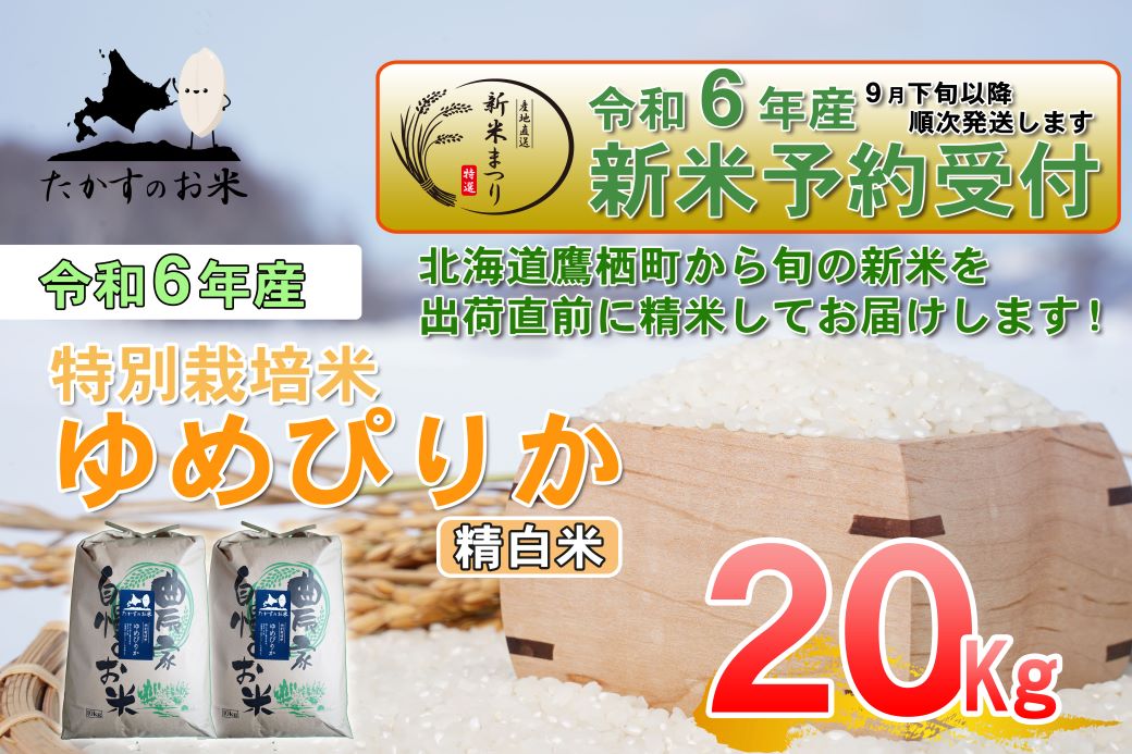 A223 　【新米予約】令和６年産北海道米を代表する人気の品種「ゆめぴりか」（精白米・20kg）