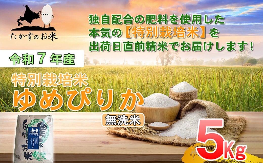 【令和7年産】 ゆめぴりか （無洗米） 北海道 米 を代表する人気の品種 5kg  北海道 鷹栖町 たかすのお米 米 コメ こめ ご飯