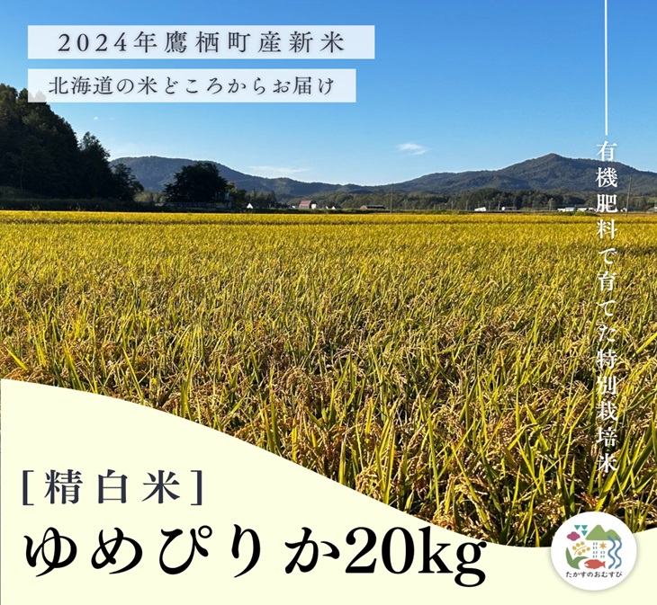 A254【令和６年産】ゆめぴりか（精白米）特Aランク 10kg×2袋 20kg 北海道 鷹栖町 たかすのおむすび 米 コメ ご飯 精 白米 お米 ゆめぴりか