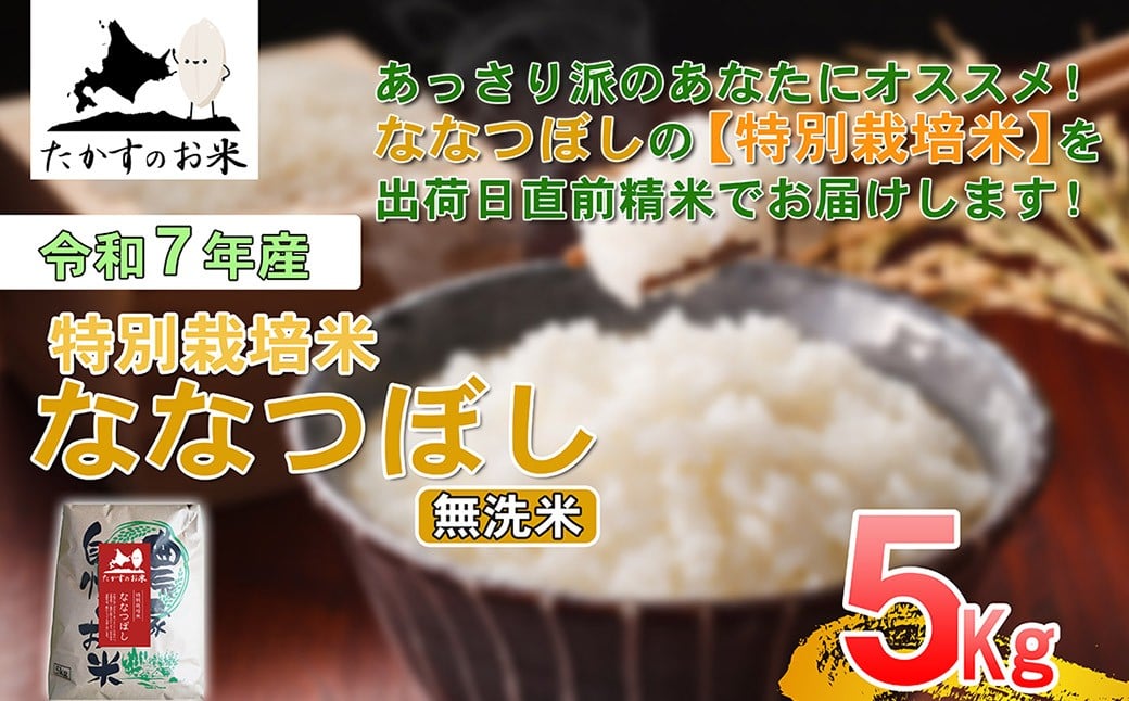 【 令和7年産 】 ななつぼし （ 無洗米 ） 北海道 米 定番の品種 5kg 北海道 鷹栖町 たかすのお米 コメ こめ ご飯