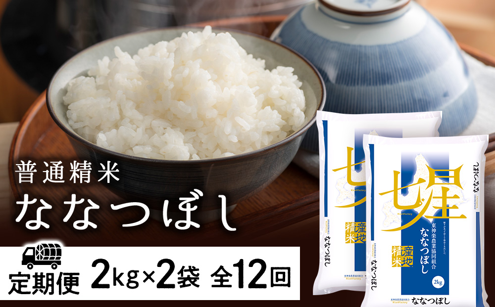 【お米の定期便】ななつぼし 2kg×2袋 《普通精米》全12回