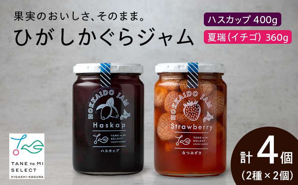 ひがしかぐらジャム 〈ハスカップ・なつみずき苺〉各2・合計4個