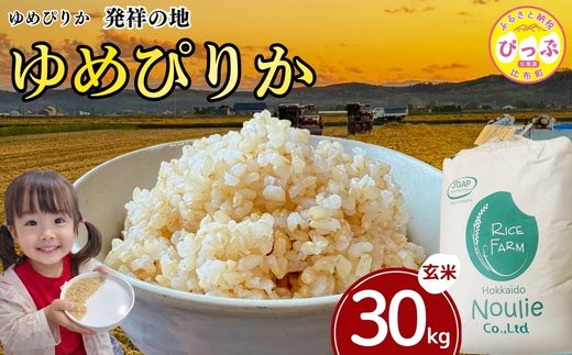 令和7年産 ゆめぴりか 玄米 30kg【農業生産法人ノウリエ】米 お米 北海道米 特Aランク 国産 コメ 北海道 比布町 ぴっぷ 1017-010