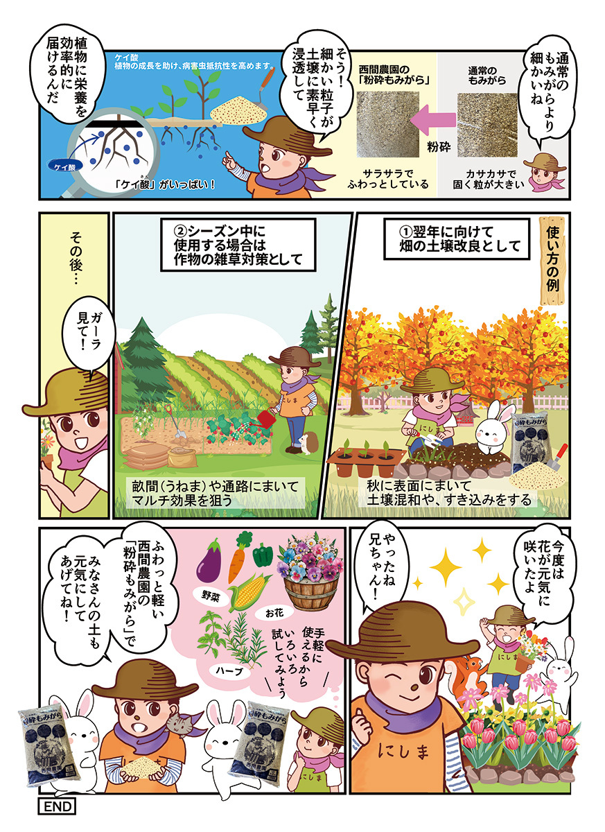 粉砕もみがら 16kg（2kg×8袋）【西間農園】籾殻 もみ殻 稲 家庭菜園 土壌改良 土づくり 園芸 除草 堆肥 肥料 保温 保湿 霜よけ 1005-062