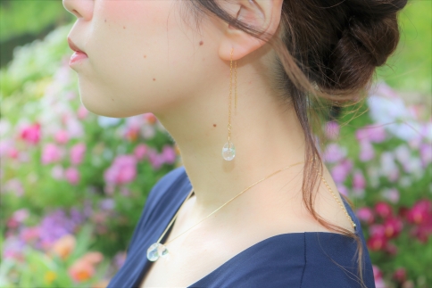 【HARIOガラス職人のハンドメイドアクセサリー】ティアーズ　ネックレス・ピアスセット【 ファッション アクセサリー ピアス ネックレス ペンダント クラフト 民芸 ハンドメイド ガラス職人 上川町 北海道 大雪山ツアーズ 工芸品 プレゼント ギフト】