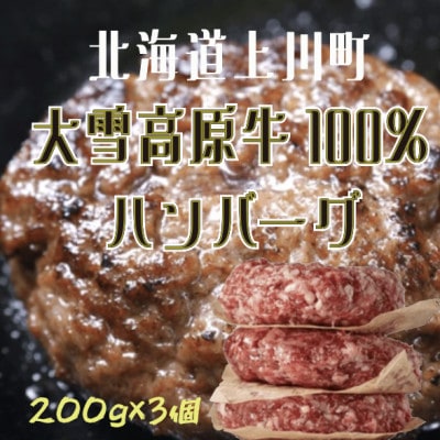 大雪高原牛100%ハンバーグ冷凍 男前な超粗挽き200g【3個】発酵の力で旨み凝縮ガクヤバーガー監修【配送不可地域：離島】【1700346】