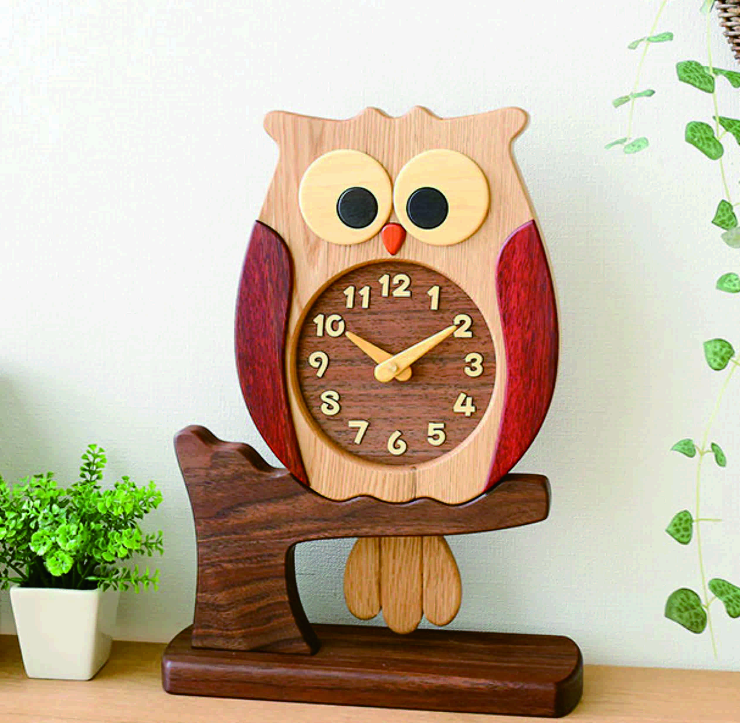 【工房ペッカー】F60-A ふくろう時計（置き型）