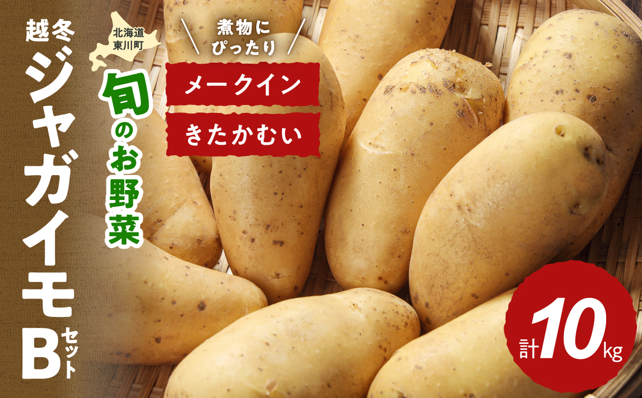 【3月中旬発送】旬のお野菜「越冬ジャガイモセットB」（メークイン・きたかむい 計10kg）