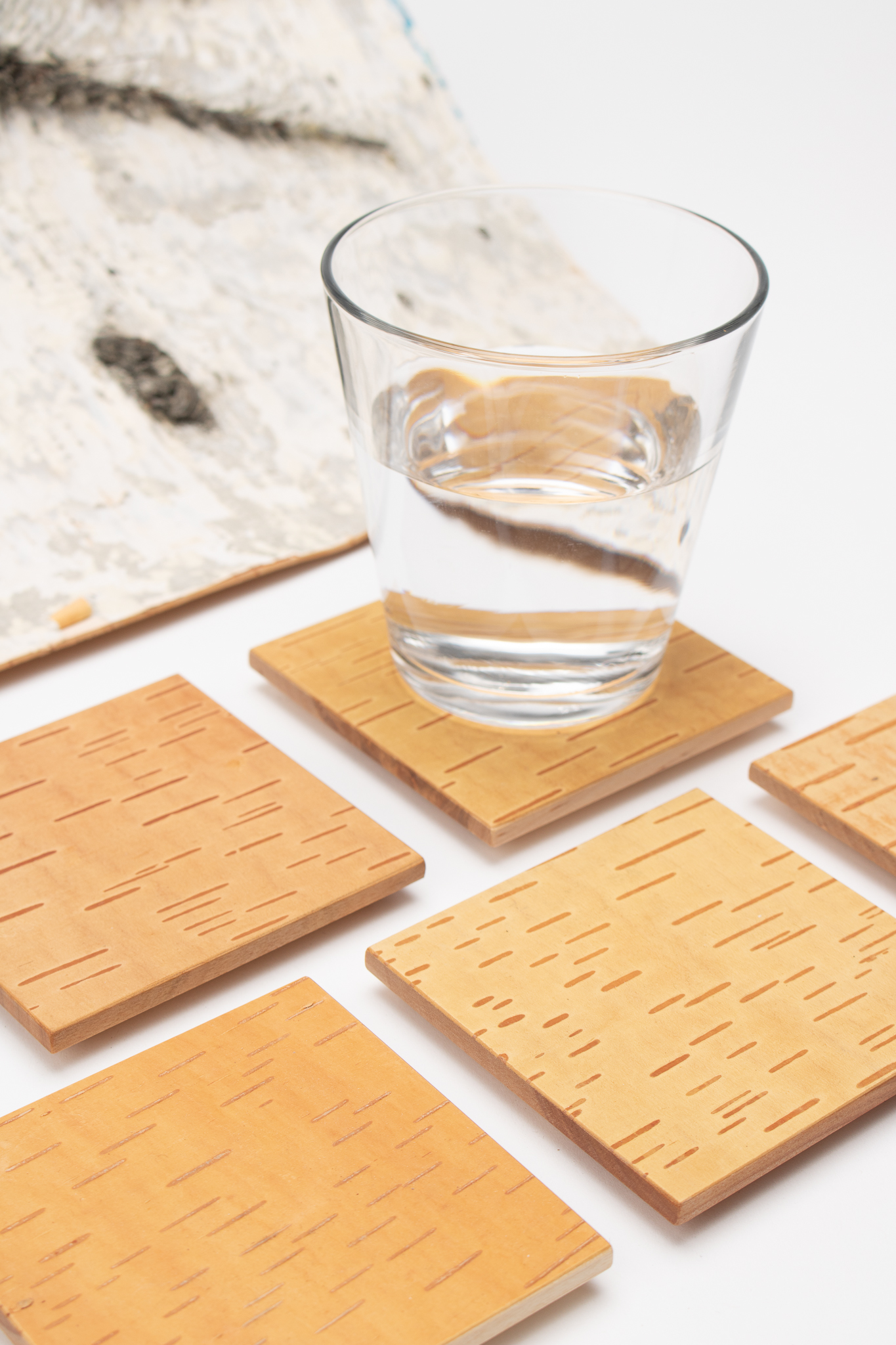 【木と暮らしの工房】シラカバ樹皮コースター（５枚組）