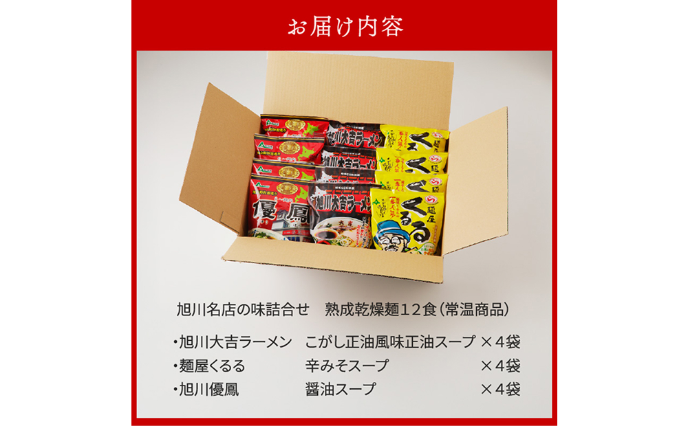 旭川名店の味詰合せ　熟成乾燥麺12食（常温商品）