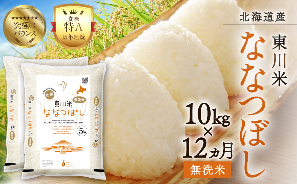 【R７年産米】【12ヵ月定期便】東川米ななつぼし「無洗米」10kg（2026年3月中旬より発送予定）