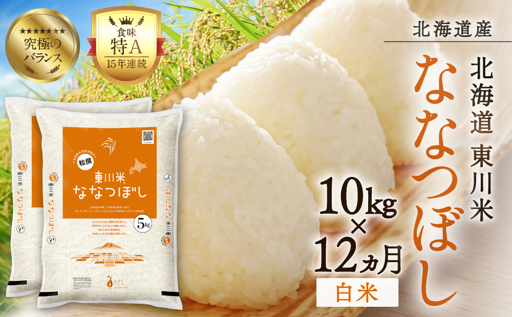 【R７年産米】【12ヵ月定期便】東川米ななつぼし「白米」10kg（2026年3月中旬より発送予定）