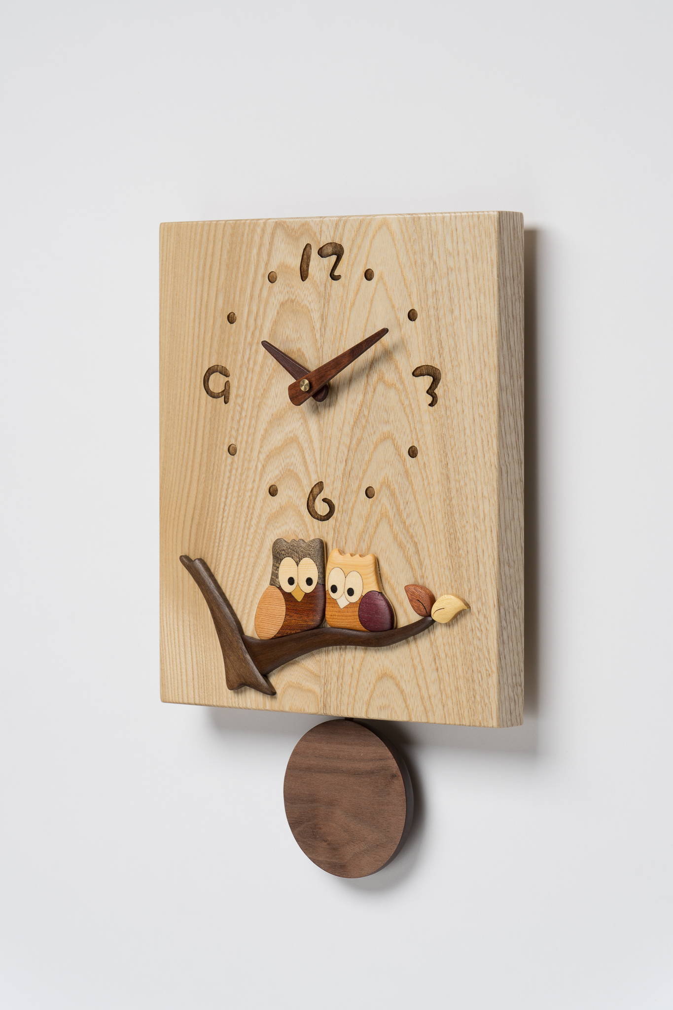 【工房ペッカー】B1-2 寄木振り子時計（ふくろうNo.1）