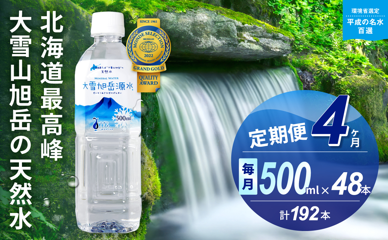 【4ヵ月定期便】大雪旭岳源水（500ml×48本）