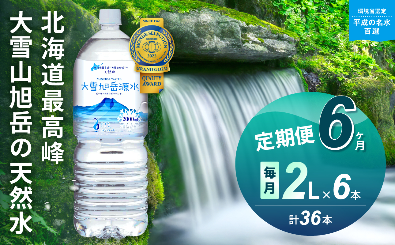 【6ヵ月定期便】大雪旭岳源水（2L×6本）