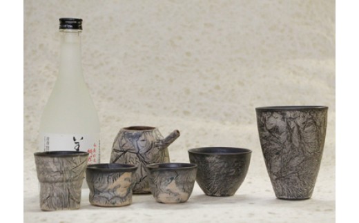 [045-14]皆空窯　氷裂ぐい飲みC