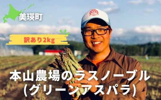 【訳あり】幻のアスパラ　本山農場のラスノーブル（グリーンアスパラ）２ｋｇ[015-92]