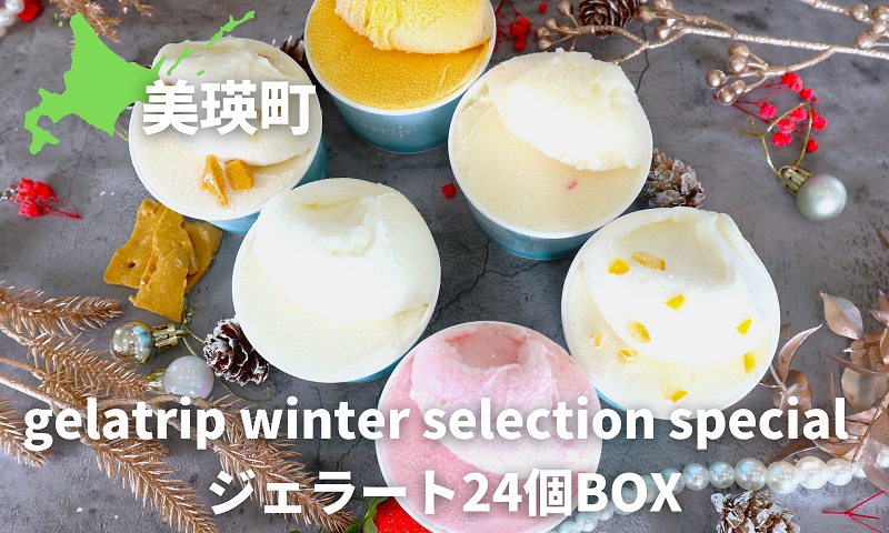 [034-09]びえい牧場の牛乳を使用！gelatrip winter selection special　ジェラート24個BOX