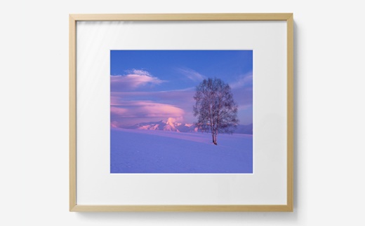 [120-11]前田真三 額付き写真（白木額） 四切サイズ