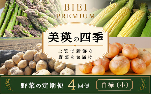 【令和9年産 先行予約】野菜 定期便 4回便 美瑛の四季～白樺（小）～ アスパラ とうもろこし じゃがいも 玉ねぎ