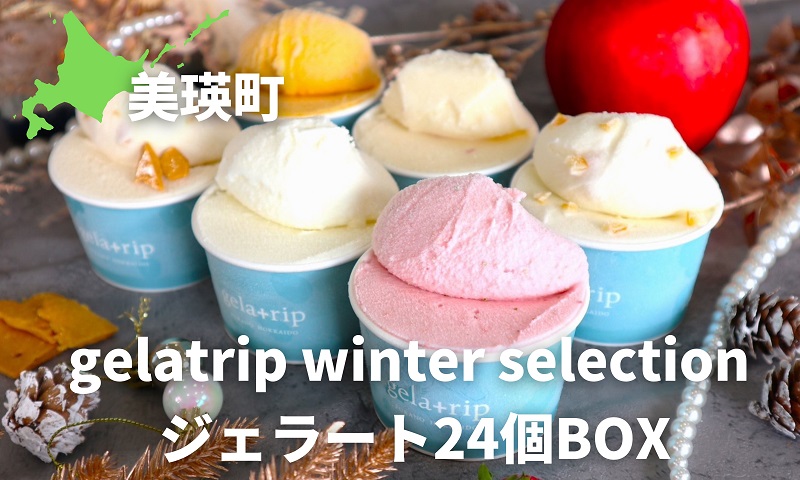 [034-08]びえい牧場の牛乳を使用！gelatrip winter selection ジェラート24個BOX