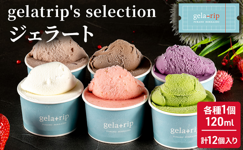 gelatrip's selection ジェラート12個 BOX 北海道 上富良野町 アイス アイスクリーム ジェラート デザート ギフト 贈呈 贈り物 ミルク 生乳 牛乳