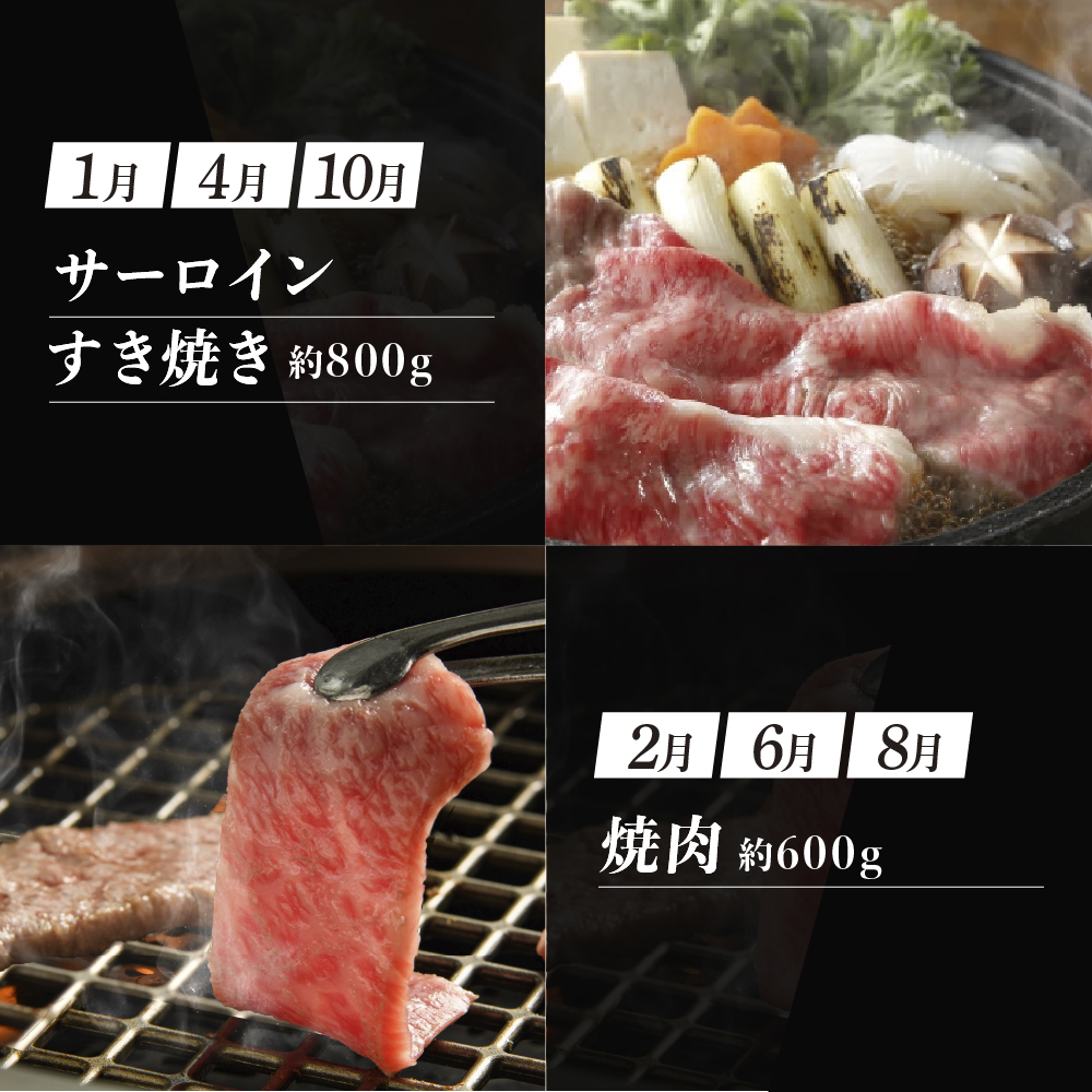 【農林水産大臣賞受賞】 ふらの和牛 4種のサーロイン 食べ尽くし 1年定期便 牛肉 お肉 国産 霜降り すき焼き 焼肉 ステーキ しゃぶしゃぶ 食材 国産牛 おうち焼肉 お家ディナー 夕飯 肉料理 晩御飯 