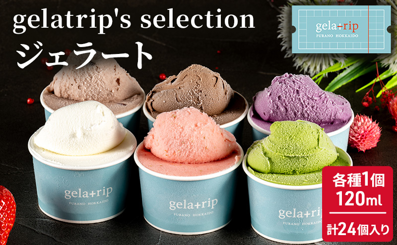 gelatrip's selection ジェラート24個 BOX 北海道 上富良野町 アイス アイスクリーム ジェラート デザート ギフト 贈呈 贈り物 ミルク 生乳 牛乳