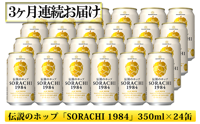 ◆3ヶ月定期便◆上富良野町発祥！伝説のホップ「ソラチエース」使用【SORACHI 1984】350ml×24缶 北海道 上富良野町 ソラチ1984 お酒 酒 飲み物 ビール 地ビール サッポロビール サッポロ ギフト 