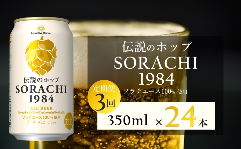 【3ヵ月連続定期便】北海道 上富良野町発祥 伝説のホップ SORACHI 1984 350ml×24缶 ソラチエース使用 サッポロ ビール クラフトビール 酒 アルコール 日用品 お酒