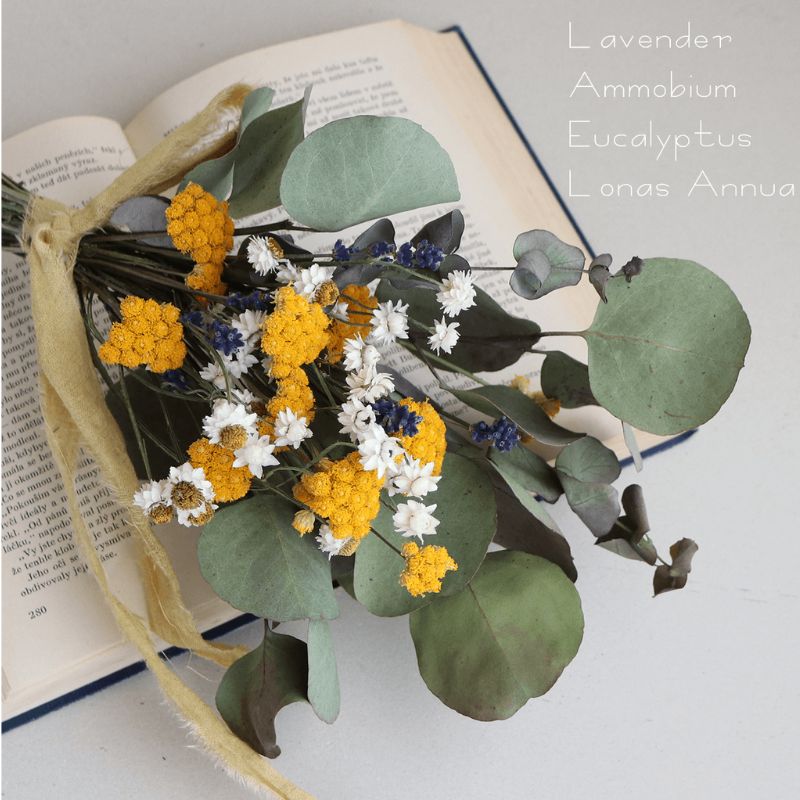 富良野 花七曜 ドライフラワースワッグ イエロー ＊ 黄色とラベンダーがかわいい ◆ ドライフラワー