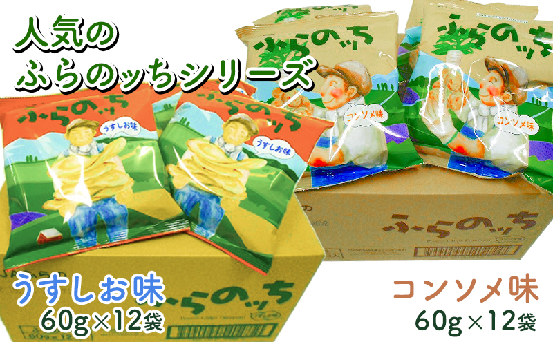 【3ヵ月に1回お届け】JAふらの ポテトチップス 【ふらのっち】2種類 各12袋 計24袋 うすしお コンソメ のり塩 ガーリック ふらの農業協同組合(南富良野町) 菓子 スナック お菓子 ポテチ