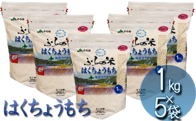 ふらの産精米もち米【はくちょうもち】5kg（1kg×5袋） 北海道 南富良野町 もち米 はくちょうもち お米 米